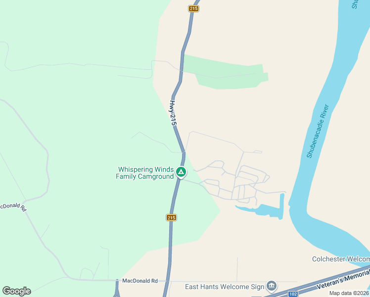 map of restaurants, bars, coffee shops, grocery stores, and more near 14169 Nova Scotia 215 in East Hants