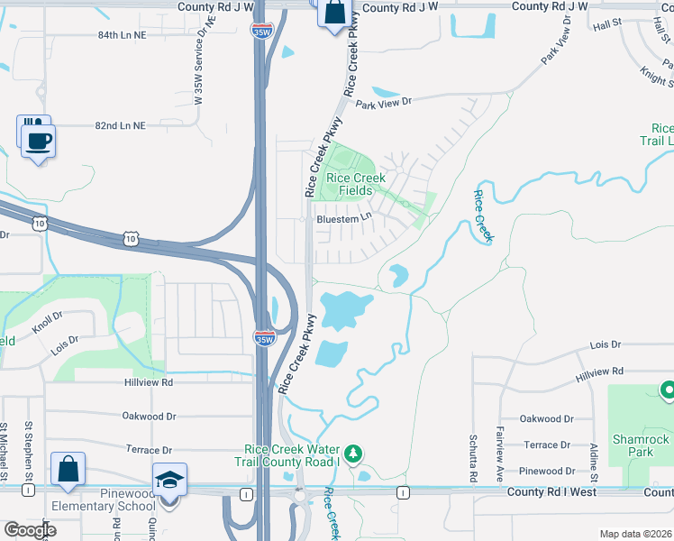 map of restaurants, bars, coffee shops, grocery stores, and more near 5796 Prairie Ridge Drive in Saint Paul