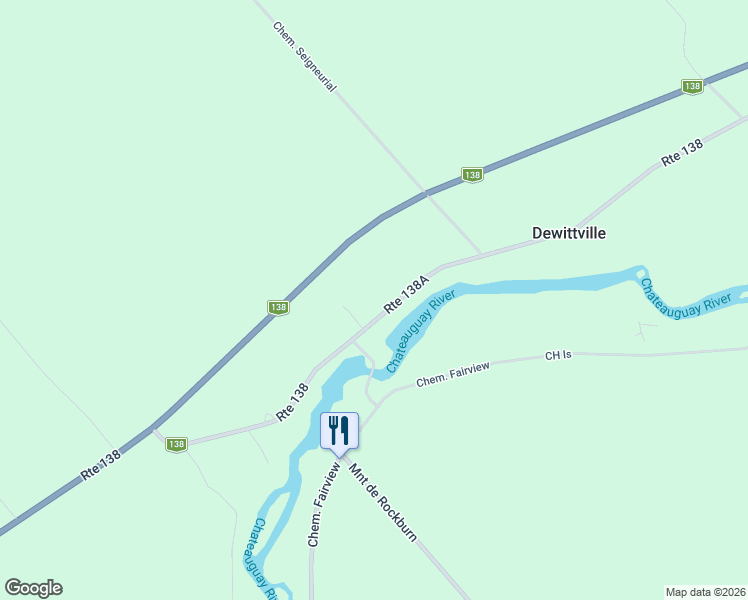 map of restaurants, bars, coffee shops, grocery stores, and more near 128 Route 138A in Godmanchester