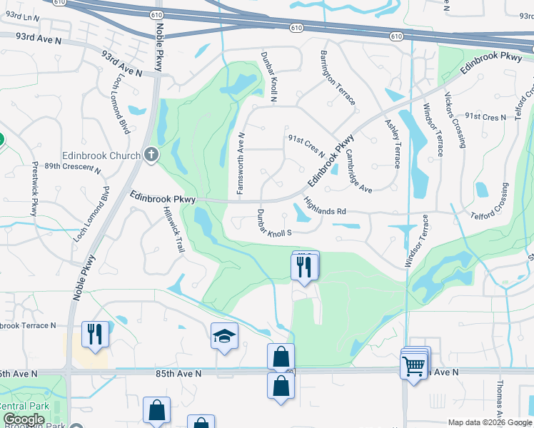 map of restaurants, bars, coffee shops, grocery stores, and more near 3800 Dunbar Court in Minneapolis