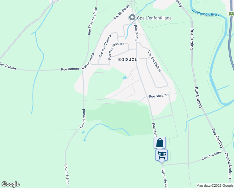 map of restaurants, bars, coffee shops, grocery stores, and more near Avenue des Érables in Coaticook