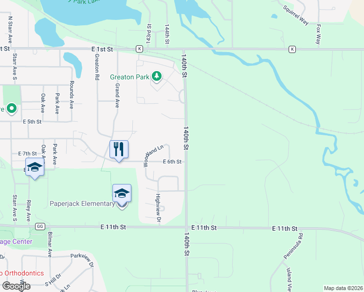 map of restaurants, bars, coffee shops, grocery stores, and more near 545 140th Street in New Richmond