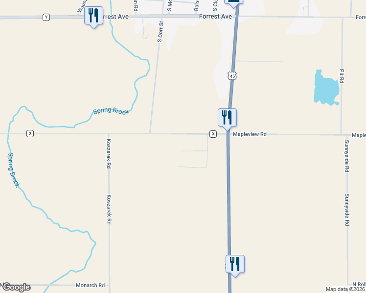 map of restaurants, bars, coffee shops, grocery stores, and more near W10107 Mary Lane in Antigo