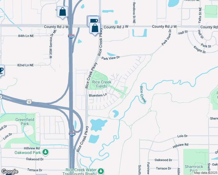 map of restaurants, bars, coffee shops, grocery stores, and more near 1884 Wildflower Court in Shoreview