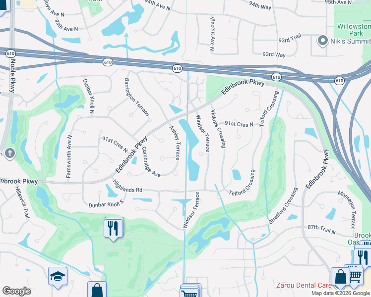 map of restaurants, bars, coffee shops, grocery stores, and more near 9006 Ashley Terrace in Minneapolis