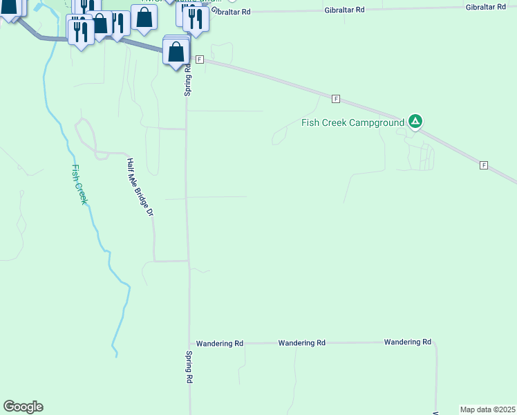 map of restaurants, bars, coffee shops, grocery stores, and more near 3863 Spring Court in Fish Creek