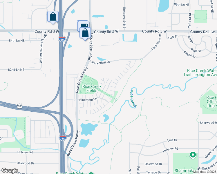 map of restaurants, bars, coffee shops, grocery stores, and more near 1864 Wildflower Court in Shoreview