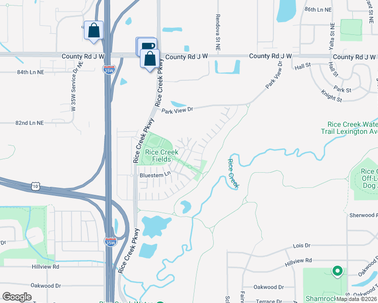 map of restaurants, bars, coffee shops, grocery stores, and more near 1864 Wildflower Court in Shoreview