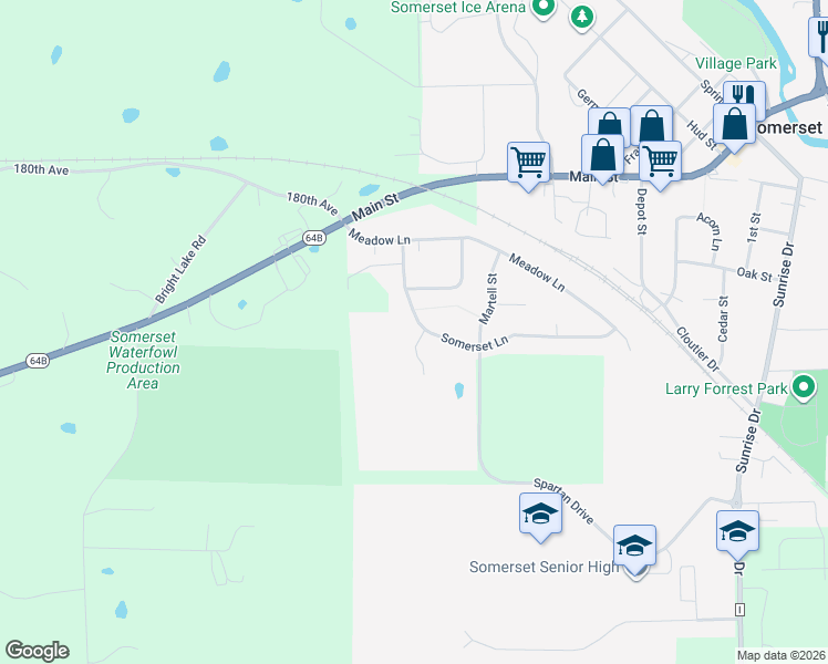 map of restaurants, bars, coffee shops, grocery stores, and more near 541 Somerset Ln in Somerset