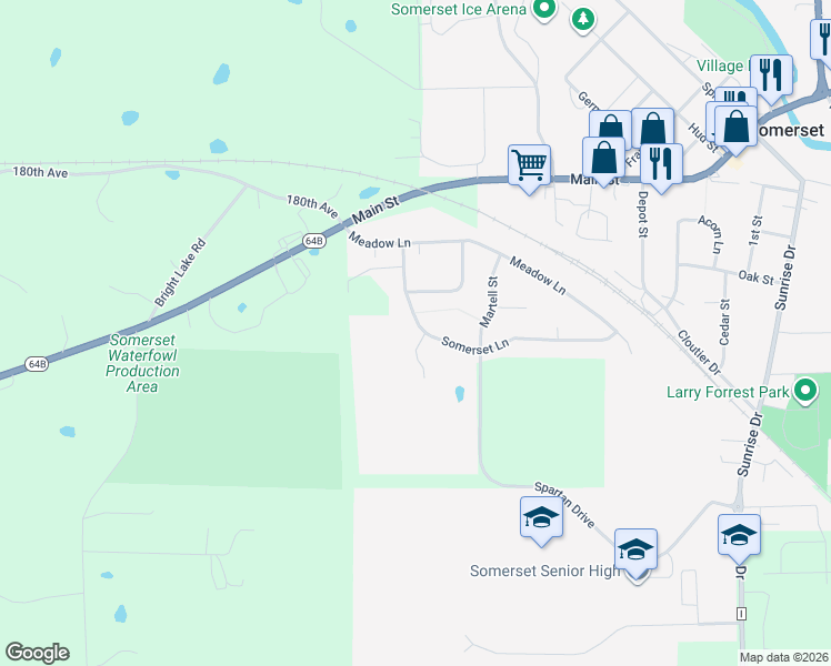 map of restaurants, bars, coffee shops, grocery stores, and more near 541 Somerset Lane in Somerset