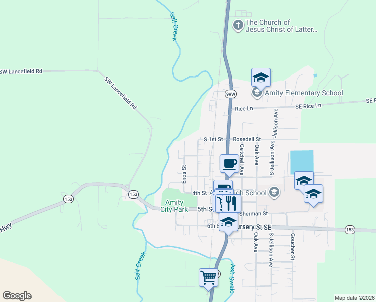 map of restaurants, bars, coffee shops, grocery stores, and more near 111 Enos Street in Amity