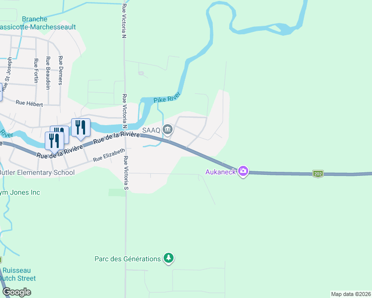 map of restaurants, bars, coffee shops, grocery stores, and more near Rue des Cèdres in Brome-Missisquoi
