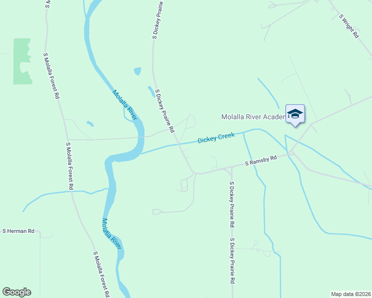 map of restaurants, bars, coffee shops, grocery stores, and more near 33654 South Dickey Prairie Road in Molalla