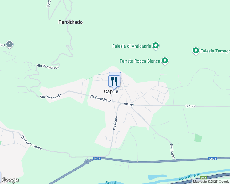 map of restaurants, bars, coffee shops, grocery stores, and more near 15 Via Braere in Caprie