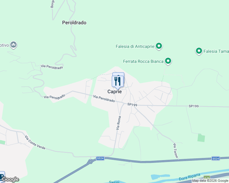 map of restaurants, bars, coffee shops, grocery stores, and more near in Caprie