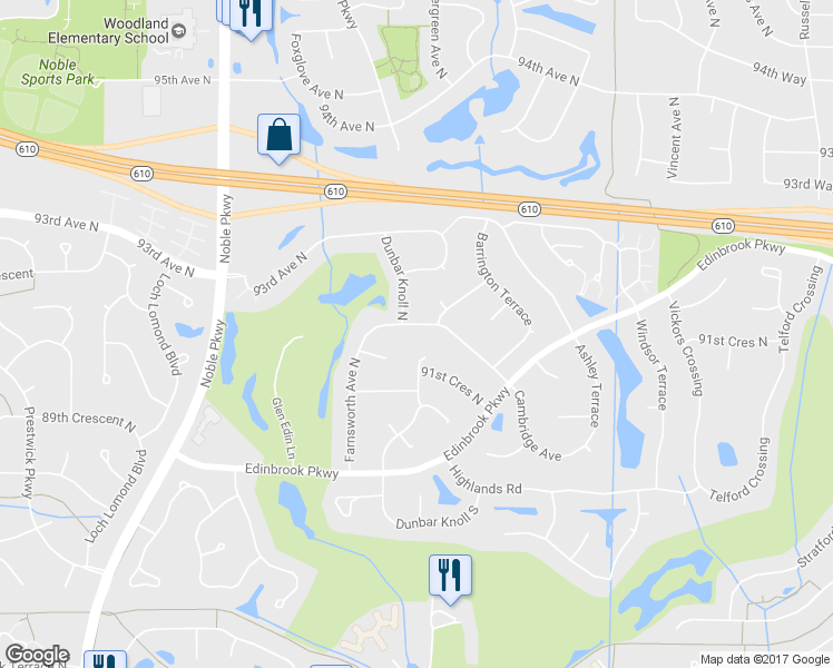 map of restaurants, bars, coffee shops, grocery stores, and more near 9153 Cambridge Avenue in Minneapolis