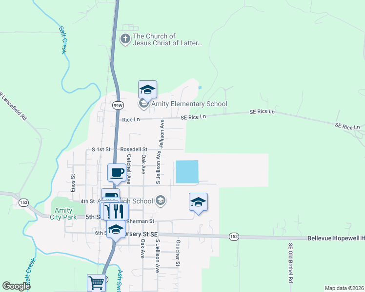map of restaurants, bars, coffee shops, grocery stores, and more near 412 Rosedell Street in Amity