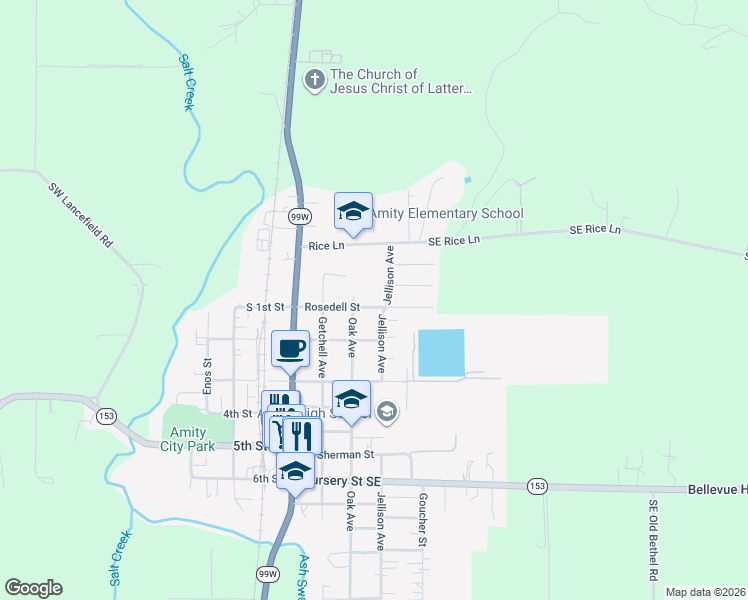 map of restaurants, bars, coffee shops, grocery stores, and more near 306 Rosedell Street in Amity
