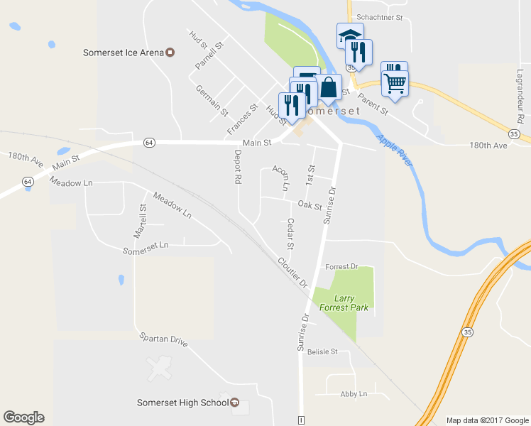 map of restaurants, bars, coffee shops, grocery stores, and more near 306 Willow Street in Somerset