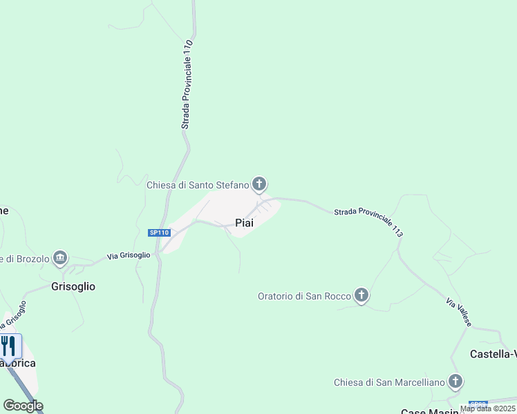 map of restaurants, bars, coffee shops, grocery stores, and more near 56 Via Piai in Piai