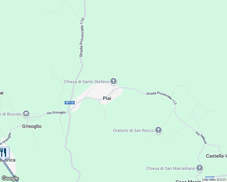 map of restaurants, bars, coffee shops, grocery stores, and more near 56 Via Piai in Piai