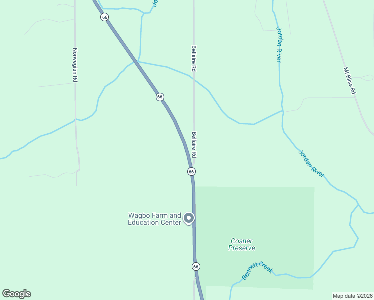 map of restaurants, bars, coffee shops, grocery stores, and more near 9668 Michigan 66 in East Jordan
