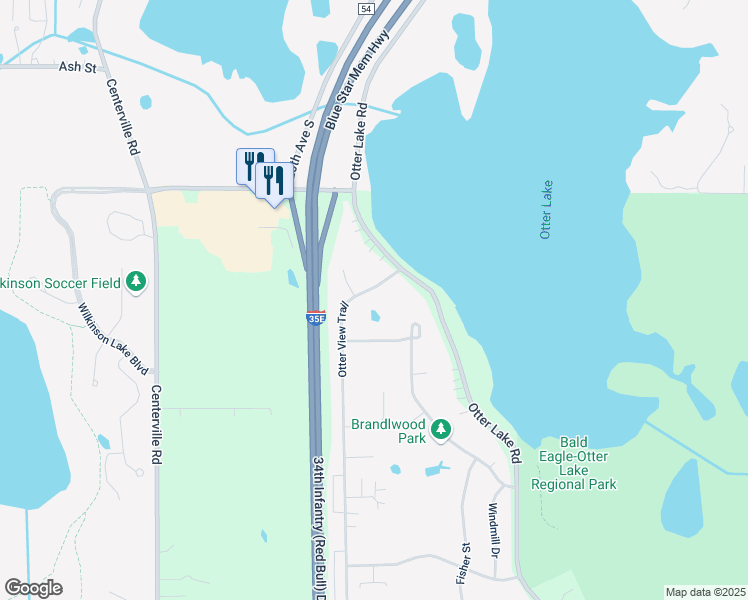 map of restaurants, bars, coffee shops, grocery stores, and more near 1283 Otter Ridge Road in White Bear Lake