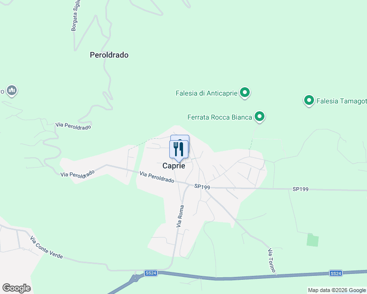 map of restaurants, bars, coffee shops, grocery stores, and more near 1 POZZE BELLE in Caprie