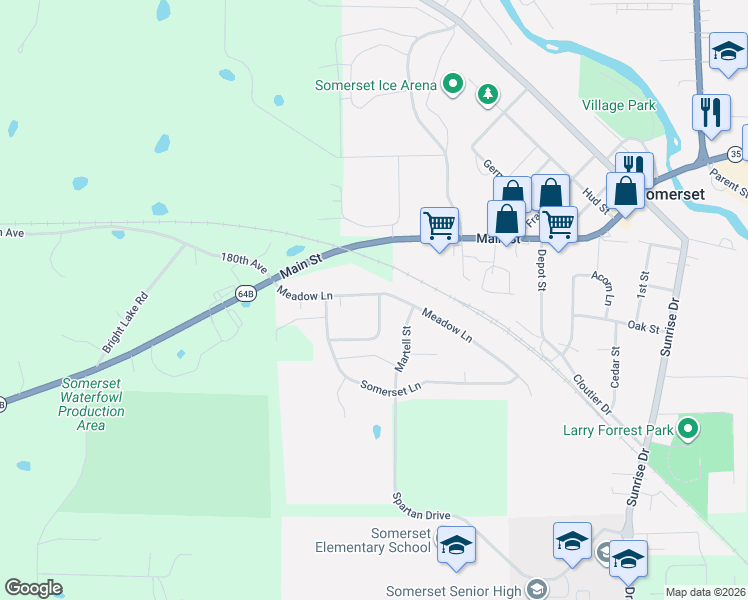 map of restaurants, bars, coffee shops, grocery stores, and more near 400 Paquin Drive in Somerset