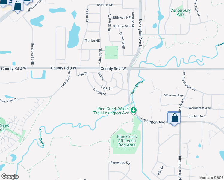 map of restaurants, bars, coffee shops, grocery stores, and more near 1500-1598 Knight Street in Shoreview