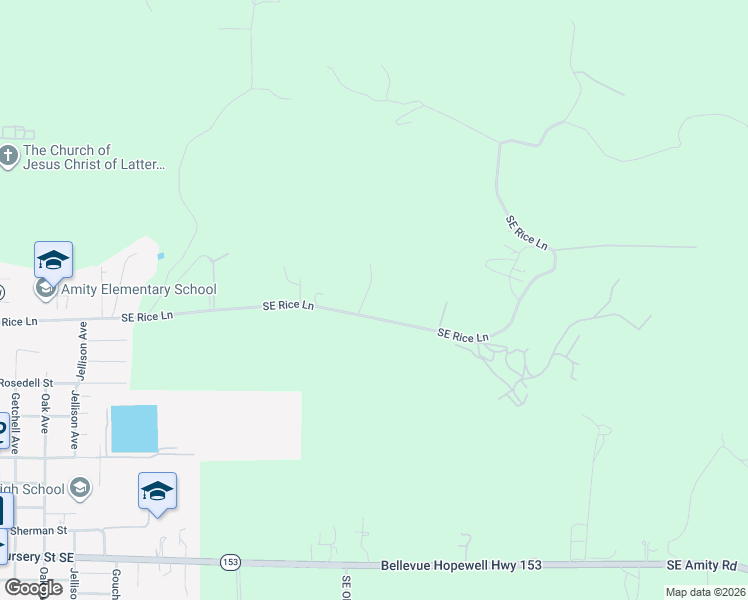 map of restaurants, bars, coffee shops, grocery stores, and more near 4641 Southeast Rice Lane in Amity