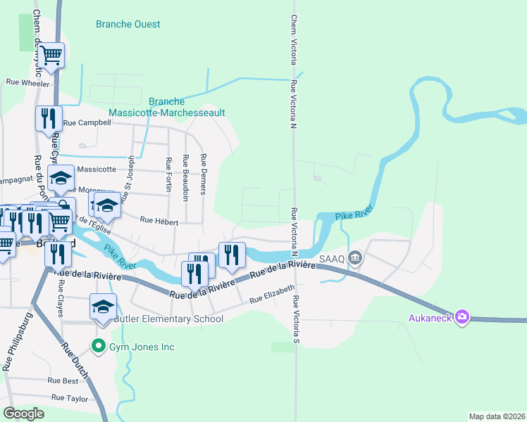 map of restaurants, bars, coffee shops, grocery stores, and more near 44 rue du cardinal in Bedford