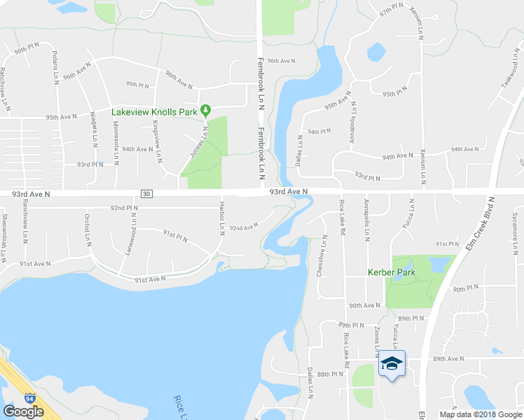 map of restaurants, bars, coffee shops, grocery stores, and more near 14280 92nd Avenue North in Maple Grove