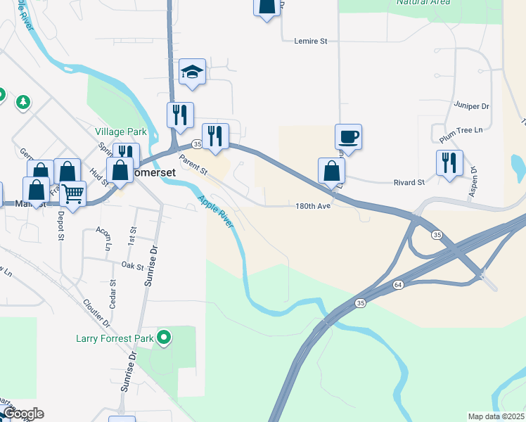 map of restaurants, bars, coffee shops, grocery stores, and more near 667 Parent Street in Somerset