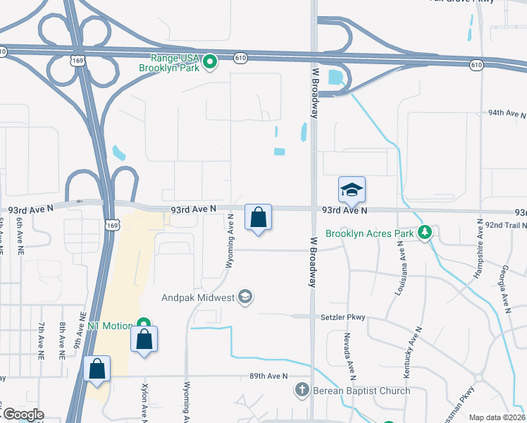 map of restaurants, bars, coffee shops, grocery stores, and more near in Brooklyn Park
