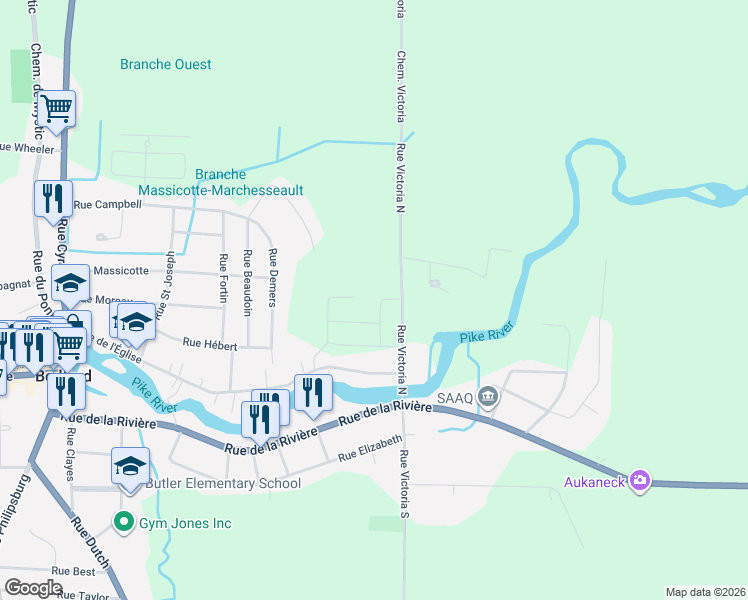 map of restaurants, bars, coffee shops, grocery stores, and more near 31 Rue des Mésanges in Bedford