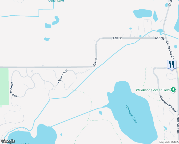 map of restaurants, bars, coffee shops, grocery stores, and more near 22 Leaf Wing Drive in North Oaks