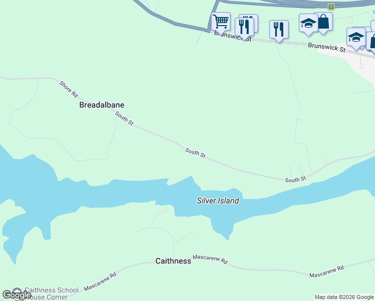 map of restaurants, bars, coffee shops, grocery stores, and more near South Street in Saint George
