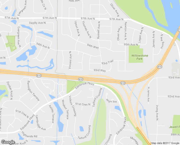 map of restaurants, bars, coffee shops, grocery stores, and more near 2619 93rd Way in Minneapolis