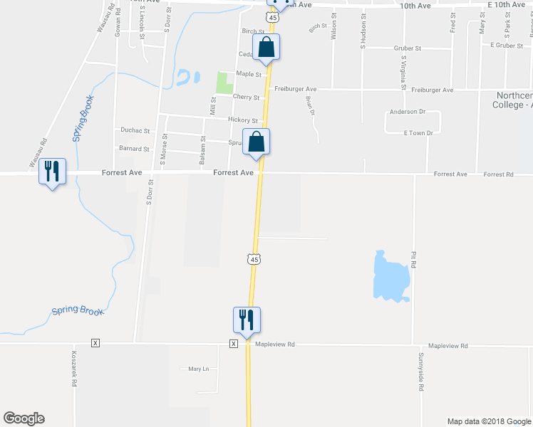 map of restaurants, bars, coffee shops, grocery stores, and more near 1025 South Superior Street in Antigo