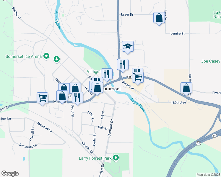 map of restaurants, bars, coffee shops, grocery stores, and more near in Somerset