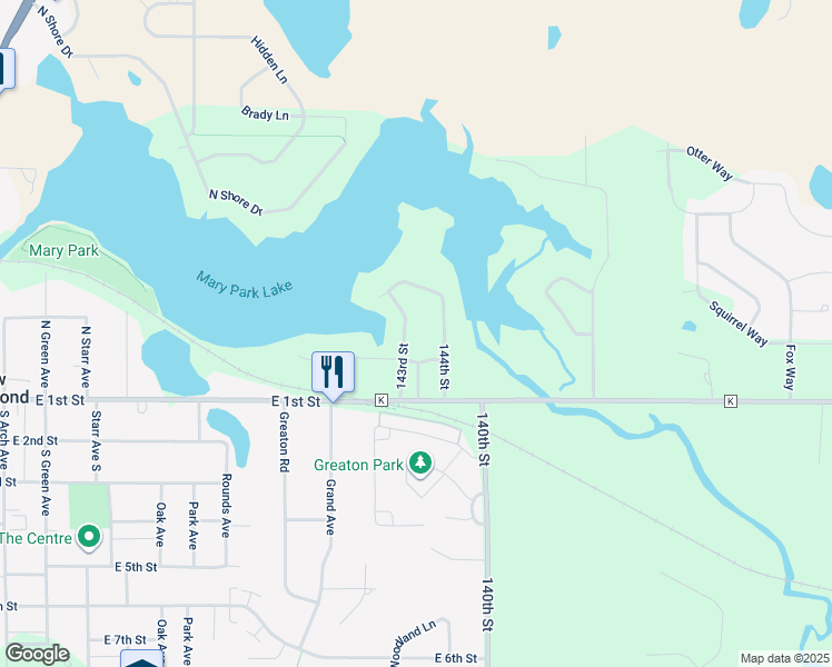 map of restaurants, bars, coffee shops, grocery stores, and more near 1813 143rd Street in New Richmond