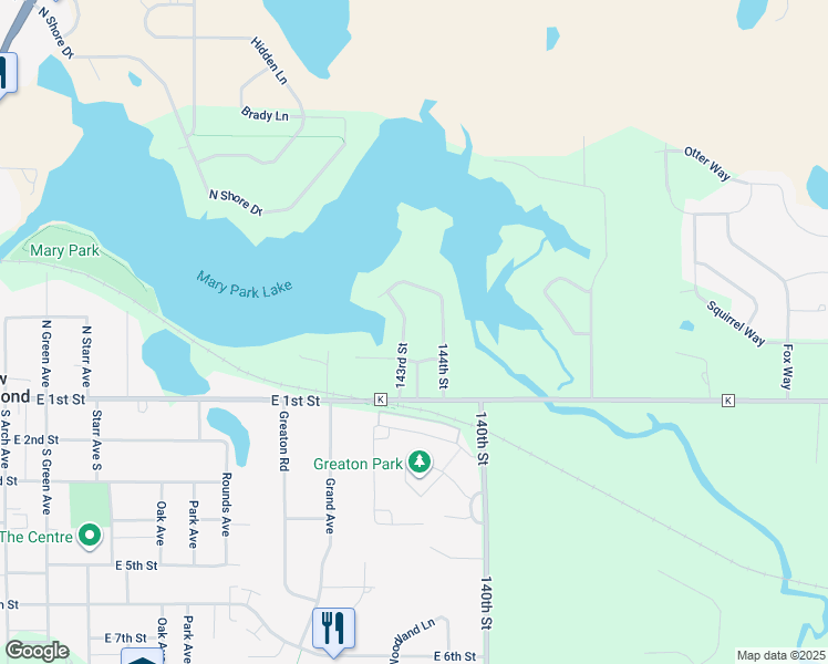 map of restaurants, bars, coffee shops, grocery stores, and more near 1813 143rd Street in New Richmond
