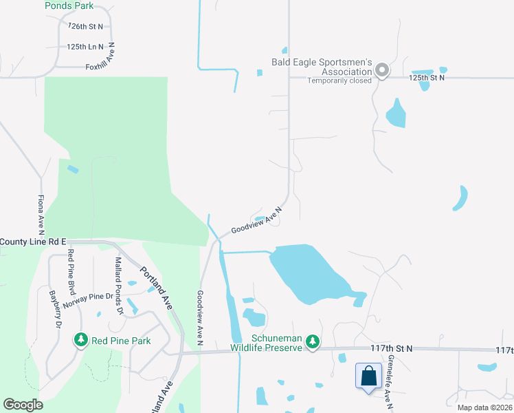 map of restaurants, bars, coffee shops, grocery stores, and more near 12240 Goodview Avenue North in White Bear Lake