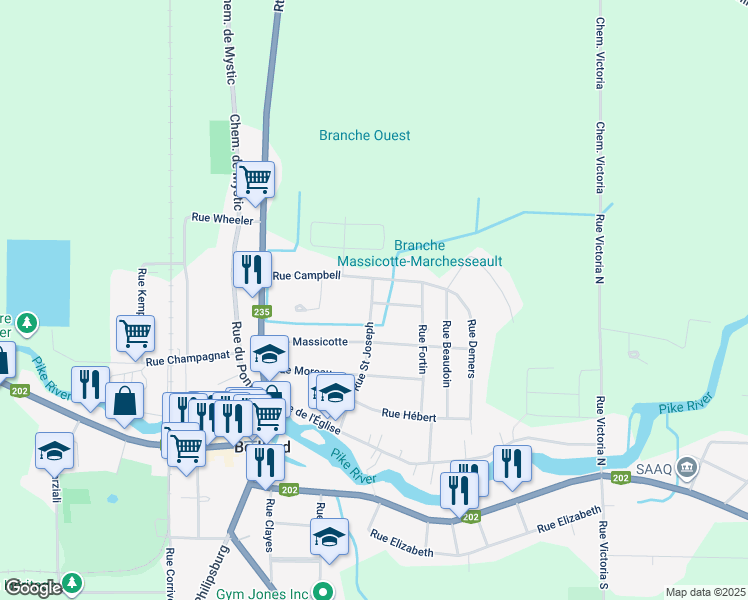 map of restaurants, bars, coffee shops, grocery stores, and more near 37 Rue Saint Joseph in Bedford