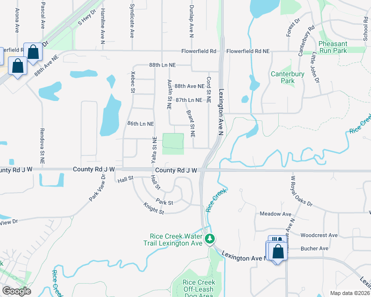 map of restaurants, bars, coffee shops, grocery stores, and more near 4069 85th Lane Northeast in Circle Pines