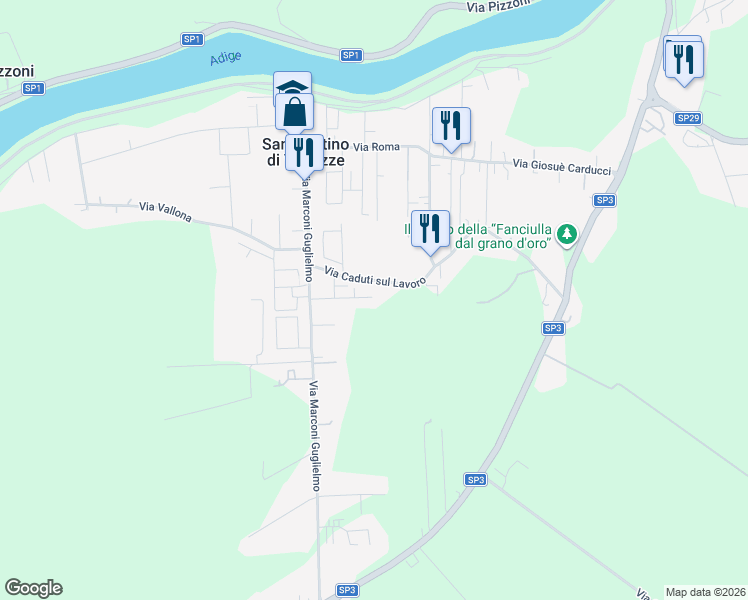 map of restaurants, bars, coffee shops, grocery stores, and more near 201C Via G. Verdi in San Martino di Venezze