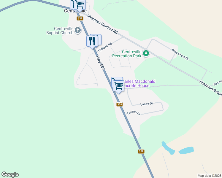 map of restaurants, bars, coffee shops, grocery stores, and more near in Centreville