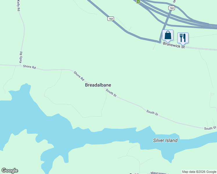 map of restaurants, bars, coffee shops, grocery stores, and more near South Street in Saint George