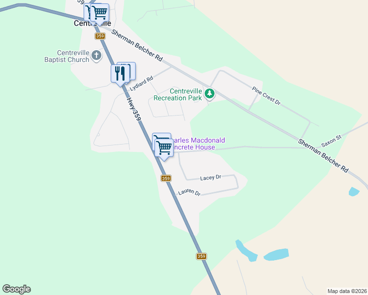 map of restaurants, bars, coffee shops, grocery stores, and more near 47 Saxon Street in Centreville